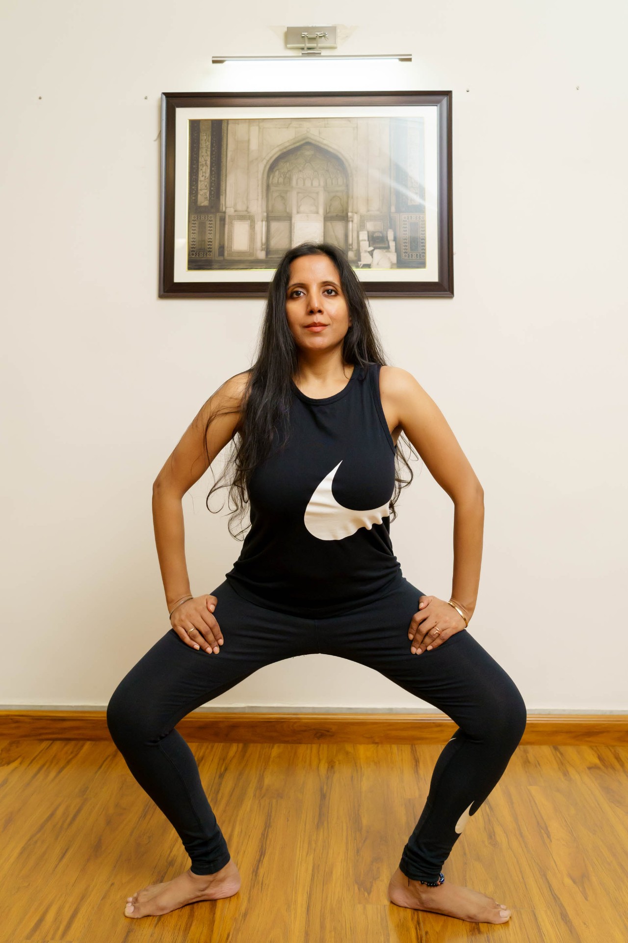 Pallavi in goddess pose, grounded stance